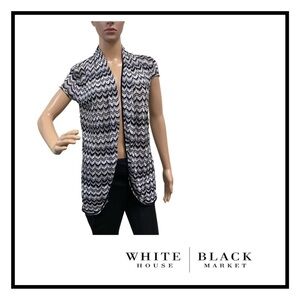 WHITE House Black Market Short Sleeve Cover Up - White and Black size small